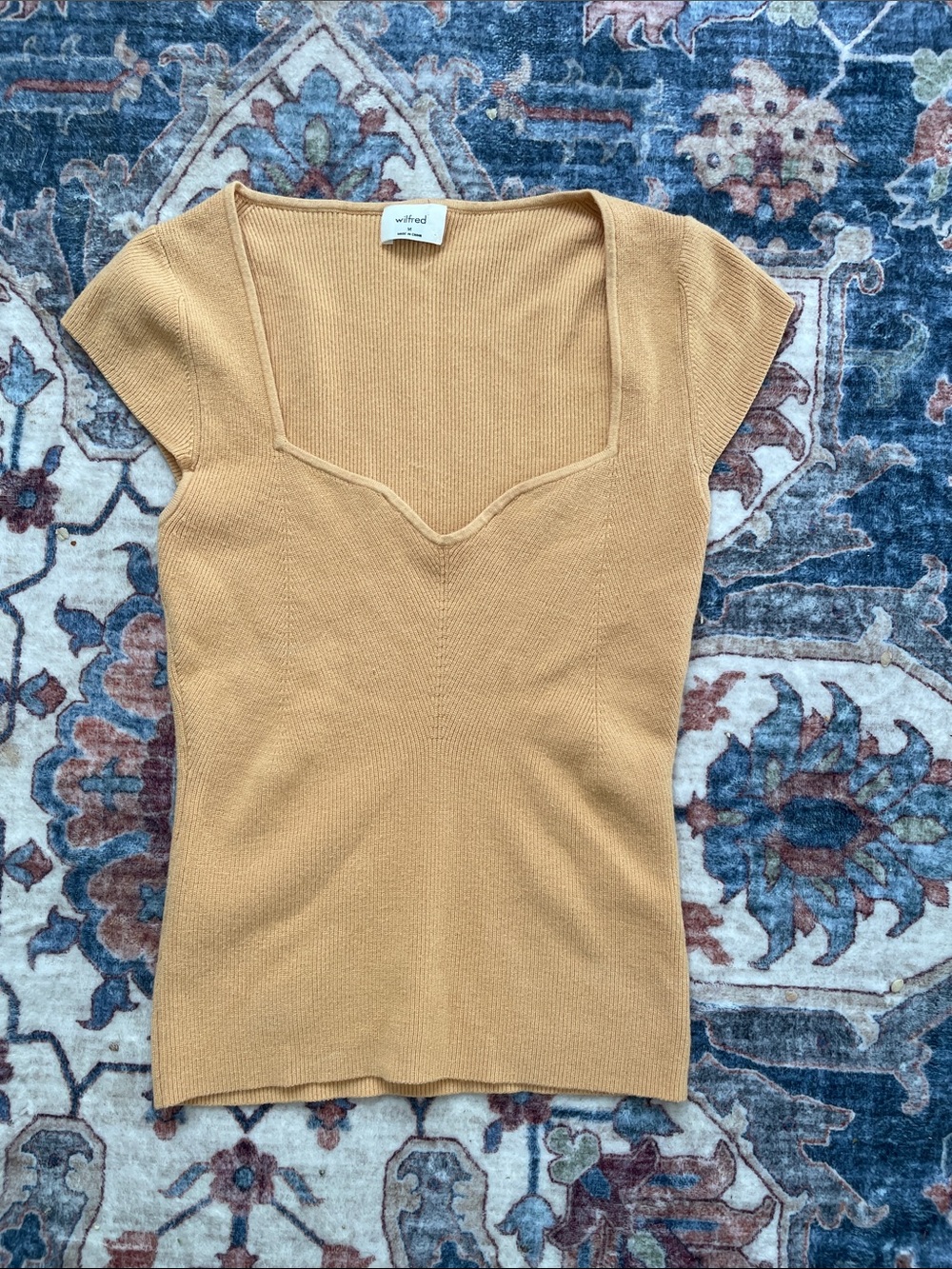 Wilfred Mustard Square Scoop Ribbed Knit Top